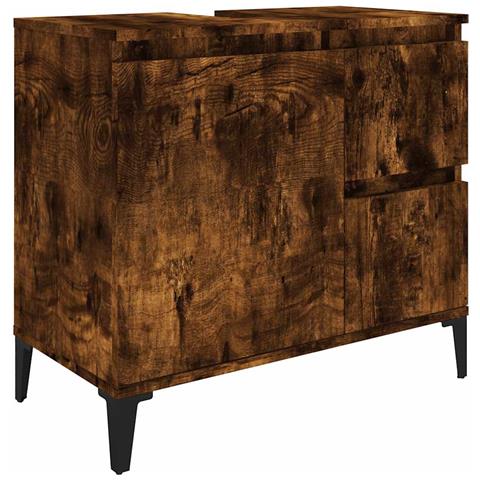 Armadietto Bagno Rovere Fumo 65x33x60 Cm In Legno Multistrato - Foto 1
