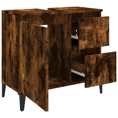Armadietto Bagno Rovere Fumo 65x33x60 Cm In Legno Multistrato - Foto 10