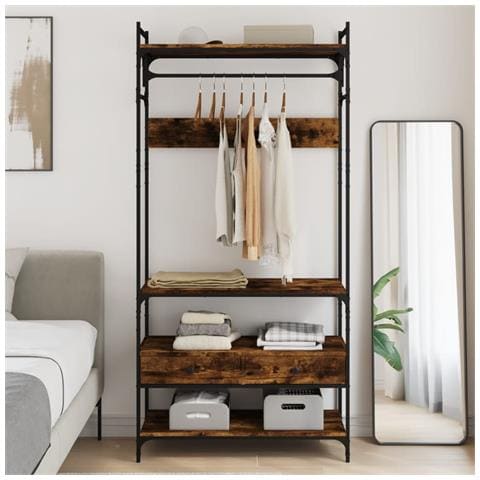 Armadio Cassetti Rovere Fumo 89x39x184,5 Cm Legno Multistrato - Foto 1