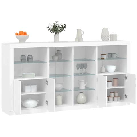 Credenza Con Luci Led Bianca 202x37x100 Cm - Foto 1