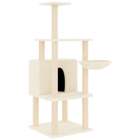 Albero Per Gatti Con Tiragraffi In Sisal Crema 132 Cm - Foto 1