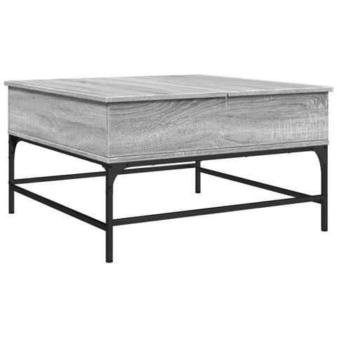 Tavolino Salotto Grigio Sonoma 80x80x45 Cm Multistrato Metallo - Foto 2
