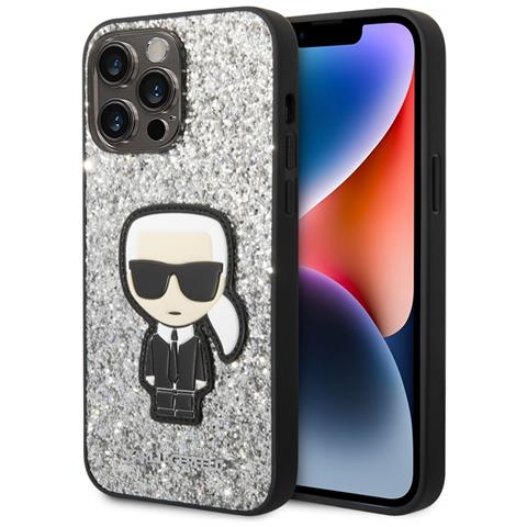 Cover Per Iphone 14 Pro Glitter Flakes Ikonik, Argento - Foto 2