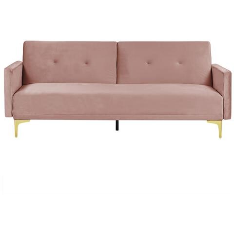 Divano Letto 3 Posti Lucan Velluto Rosa - Foto 6