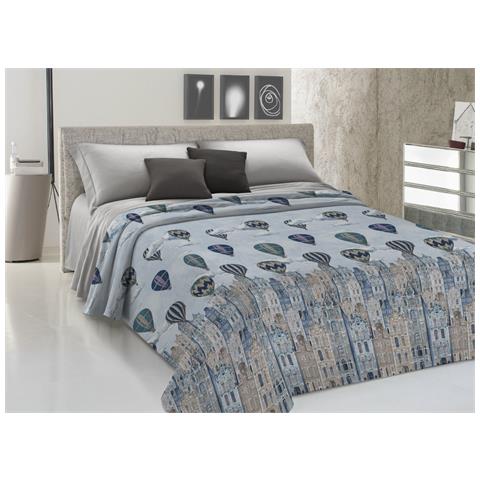 Copriletto Piquet Primavera Estate 100% Cotone Disegno Volare Matrimoniale Azzurro - Foto 1