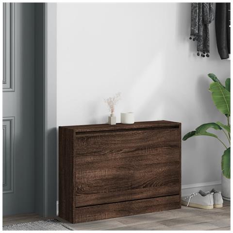 Scarpiera Rovere Marrone 80x21x57 Cm In Legno Multistrato - Foto 2