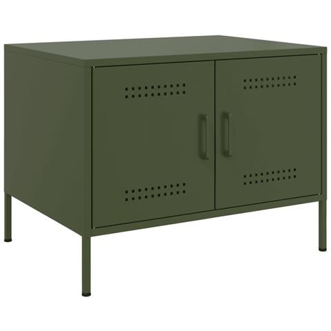 Tavolino da Salotto Verde Oliva 68x50x50,5 cm in Acciaio - Foto 1