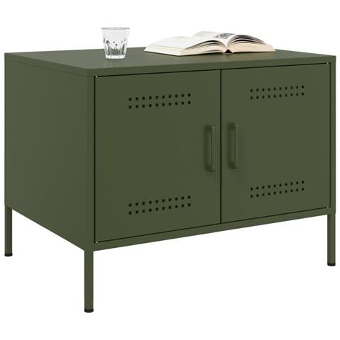 Tavolino da Salotto Verde Oliva 68x50x50,5 cm in Acciaio - Foto 10