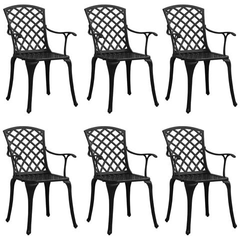 Sedie Da Giardino 6 Pz In Alluminio Pressofuso Nero - Foto 1