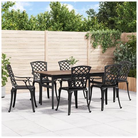 Sedie Da Giardino 6 Pz In Alluminio Pressofuso Nero - Foto 8