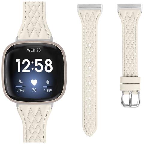 Cinturino Per Orologio In Vera Pelle Per Fitbit Versa 4 Apricot - Foto 1