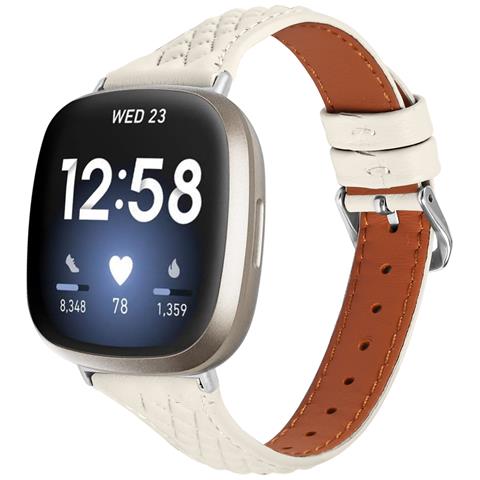 Cinturino Per Orologio In Vera Pelle Per Fitbit Versa 4 Apricot - Foto 2