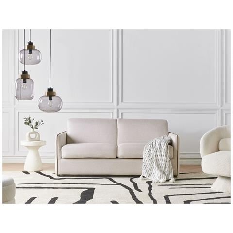 Divano Letto 2 Posti Ishoj Tessuto Beige Chiaro - Foto 1