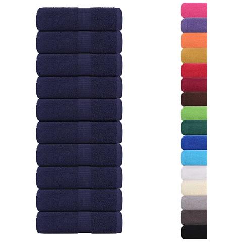 Asciugamani Ospiti 10pz Blu Marino 30x50cm 360 G /m 100% Cotone - Foto 2