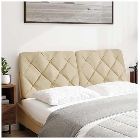 Cuscino Testiera Crema 120 Cm In Tessuto - Foto 2