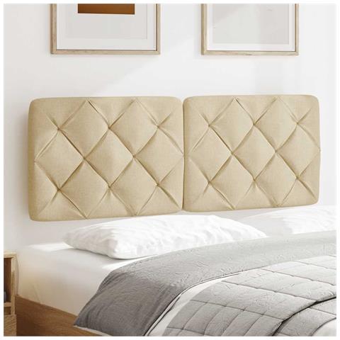 Cuscino Testiera Crema 120 Cm In Tessuto - Foto 3
