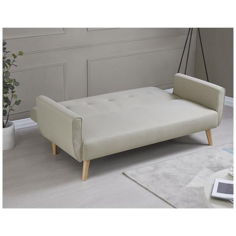 Malmo Divano Scandinavo Convertibile 3 Posti In Tessuto Beige - Foto 2