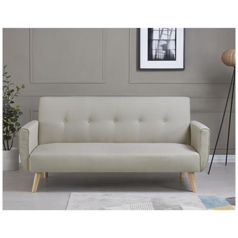 Malmo Divano Scandinavo Convertibile 3 Posti In Tessuto Beige - Foto 1
