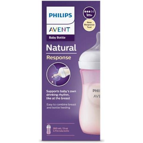 Avent Biberon Natural 3.0 Plastica Rosa 260Ml 1M+ 3 Gocce - Foto 1