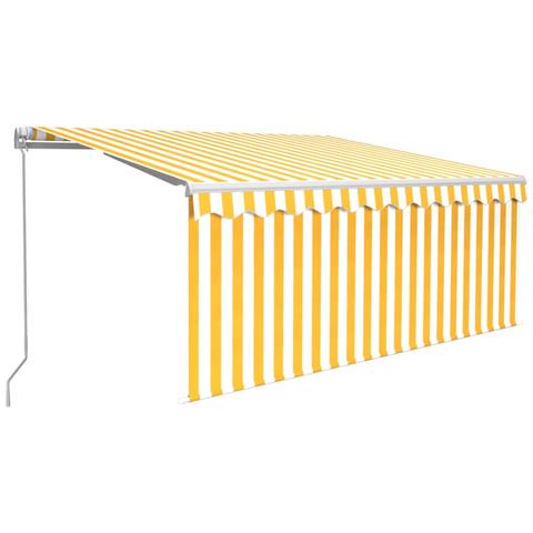 Tenda Da Sole Retrattile Con Parasole 3,5x2,5m Gialla E Bianca - Foto 1