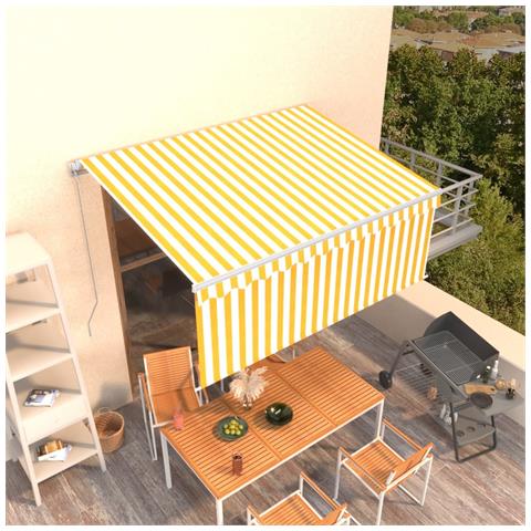 Tenda Da Sole Retrattile Con Parasole 3,5x2,5m Gialla E Bianca - Foto 7