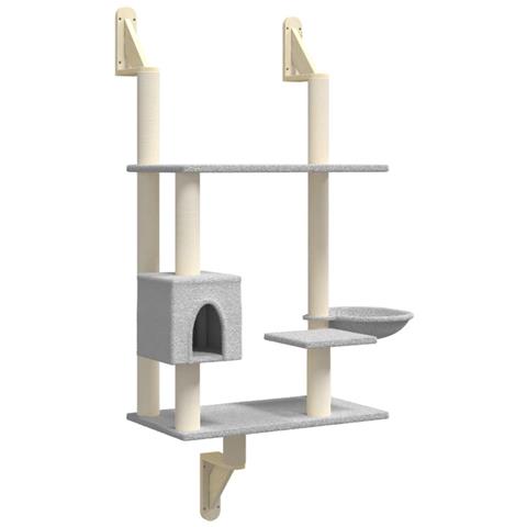 Albero per Gatti con Tiragraffi a Parete Grigio Chiaro 153 cm - Foto 1