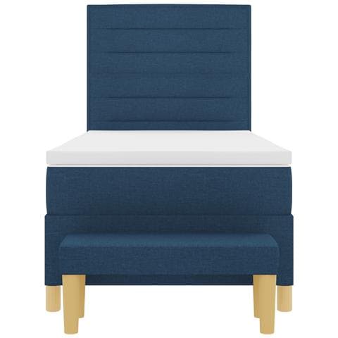 Letto Box Spring con Materasso e Panchina Blu 90x200 cm Tessuto - Foto 9