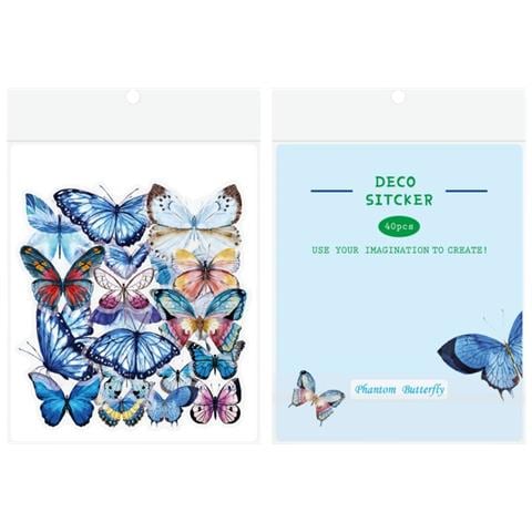 Adesivi Per Diario Fai-da-te Amore Di Farfalla - 40 Pezzi In Pet Trasparente Blue - Foto 1