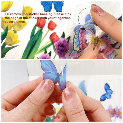 Adesivi Per Diario Fai-da-te Amore Di Farfalla - 40 Pezzi In Pet Trasparente Blue - Foto 3