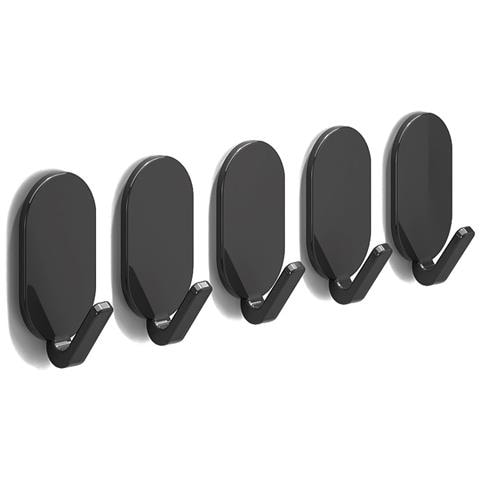 Ganci Ovali Autoadesivi Grigi - Set Da 5, Resistenti Fino A 10 Kg, Ideali Per Bagno E Cucina Black - Foto 1
