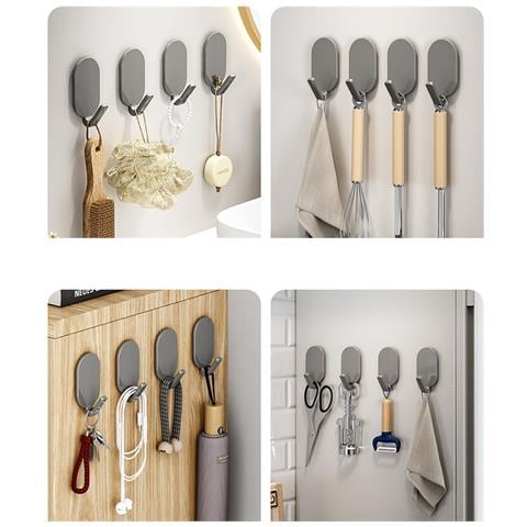 Ganci Ovali Autoadesivi Grigi - Set Da 5, Resistenti Fino A 10 Kg, Ideali Per Bagno E Cucina Black - Foto 2