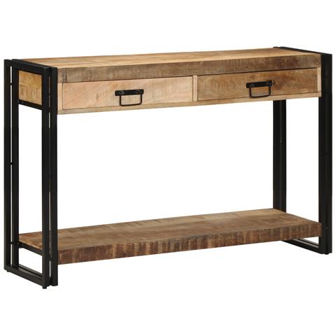 Tavolo Consolle  120x33x75 cm in Legno Massello Grezzo di Mango - Foto 2