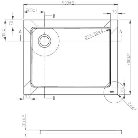 Piatto Doccia 70x90 Cm Rettangolare Ribassato Resina H3.5 Cm Monaco Bianco - Foto 2
