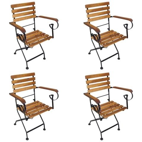 Sedie Da Giardino Pieghevoli 4 Pz In Acciaio E Legno Acacia - Foto 2