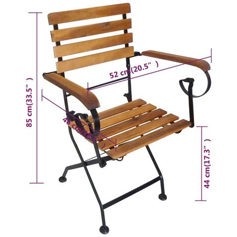 Sedie Da Giardino Pieghevoli 4 Pz In Acciaio E Legno Acacia - Foto 7