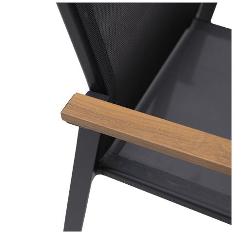 Set Di Mobili Da Giardino Palermo In Textilene Grigio Con 8 Posti A Sedere - Alluminio Antracite Ed Effetto Legno - Foto 8