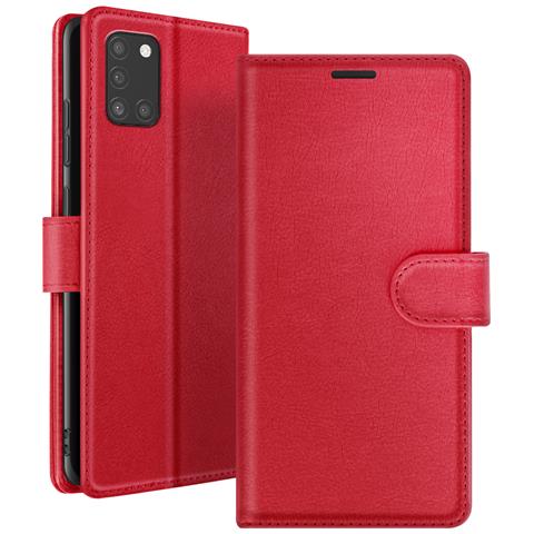 Custodia A Portafoglio Per Samsung A31 Con Supporto E Linguetta Magnetica, Rosso - Foto 1
