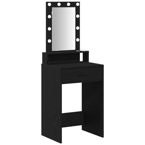 Tavolo da Trucco  con Luci LED Nero Rovere 50x41x140 cm - Foto 1