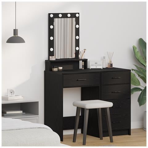 Tavolo da Trucco  con Luci LED Nero Rovere 50x41x140 cm - Foto 2