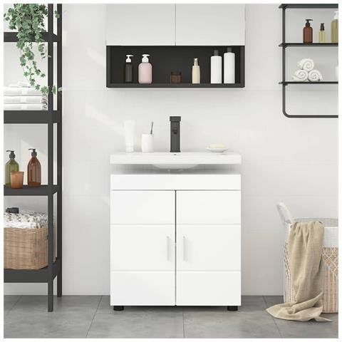 Mobile per lavabo da bagno TULUM Bianco lucido 60 x 34 x 63 cm - Foto 2
