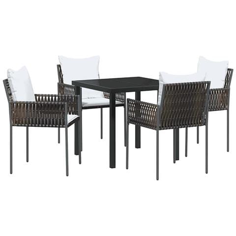 Set da Pranzo per Giardino 5 pcs Marrone Poly Rattan - Foto 1