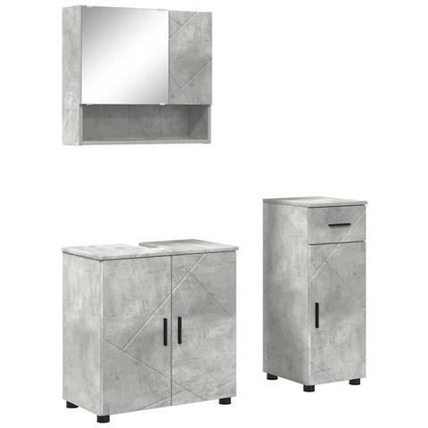 Set di mobili per il bagno 3 pcs Grigio cemento 61 x 35 x 64 cm - Foto 1