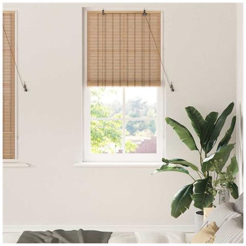 Tenda a rullo con tende Marrone Chiaro 80 x 220 cm Bambù - Foto 2