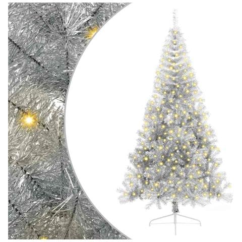 Albero di Natale artificiale con luci integrate Argento 210 cm - Foto 1