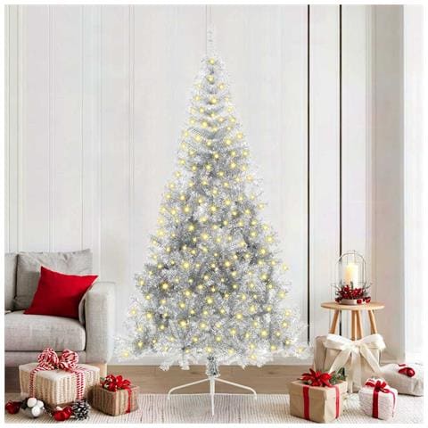 Albero di Natale artificiale con luci integrate Argento 210 cm - Foto 2
