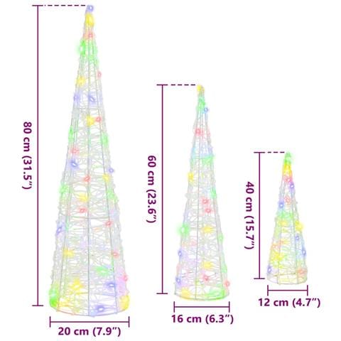 Albero di Natale 3 pcs Multicolore 20 x 20 x 80 cm Acrilico - Foto 8
