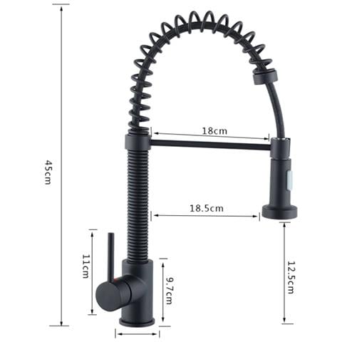 Miscelatore per lavello da cucina, Blackswan, tipo M161.1 con 2 modalità, modello nero, misura 45 cm - Foto 4