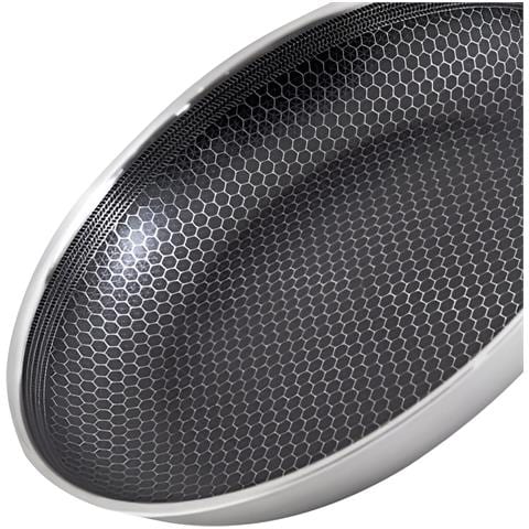 Wok 32 Cm Con Rivestimento A Nido D'ape E Manico Lungo, Argento - Foto 2