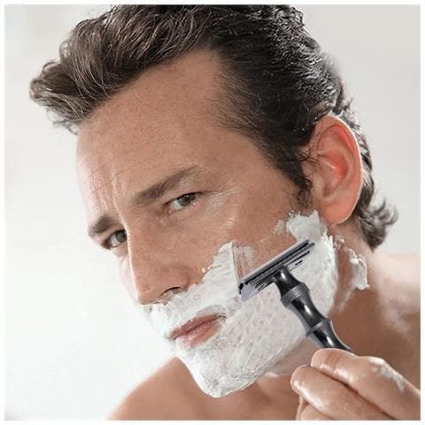 Kit Da Barba Vintage In Metallo Con Rasoio Di Sicurezza, 10 Lame E Spazzolino Per La Pulizia Silver - Foto 4