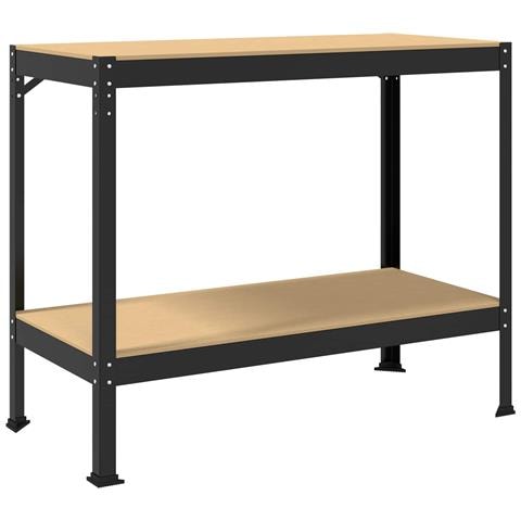 Banco da lavoro con lo scaffale Nero 115 x 55 x 91 cm - Foto 1
